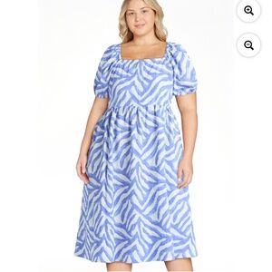 Time and Tru Women’s Zebra Tie Dye Blue Midi Dress Size Large